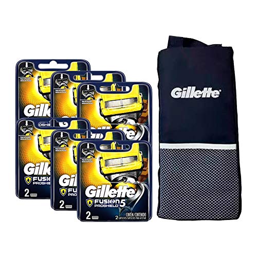 Kit com 12 Cargas Gillette Fusion Proshield + 1 Porta Chuteira