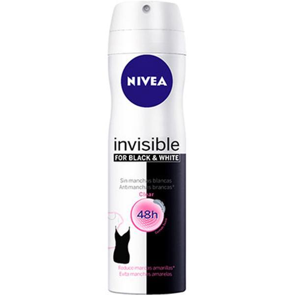 Kit com 1 Desodorante Aerossol Nivea Feminino Invisible Black Clear 150ml