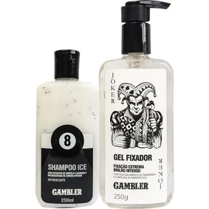 Kit com 1 Gel Fixador da Gambler + 1 Shampoo Ice Bola 8 da Gambler