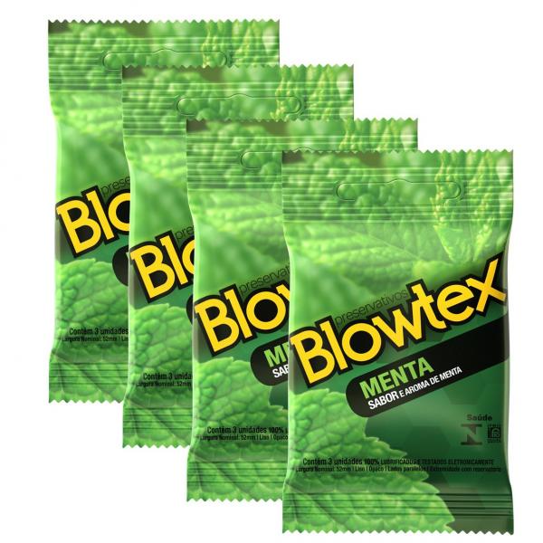 Kit com 12 Preservativo Blowtex Menta C/ 3 Un Cada