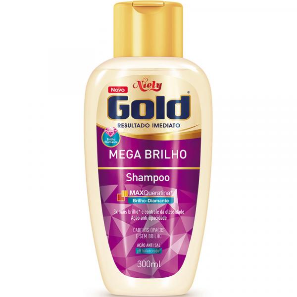 Kit com 1 Shampoo Niely Gold Mega Brilho 300ml