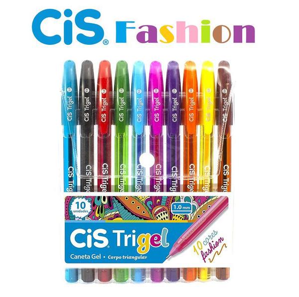 Caneta Cis Trigel Cores Fashion - Kit C/ 10 Cores