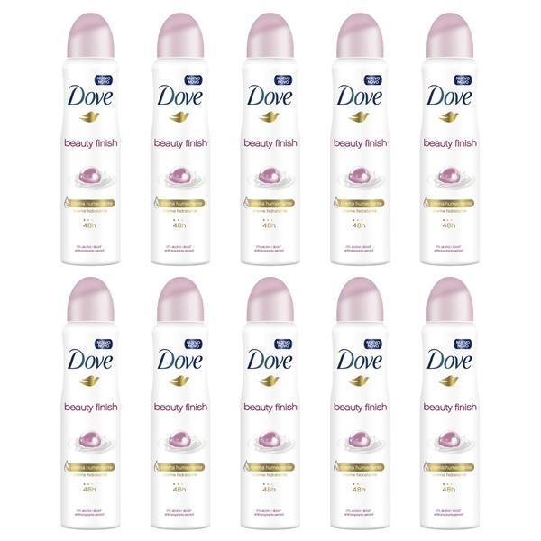 Kit com 10 Desodorantes Dove Beauty Finish Aerossol 150ml