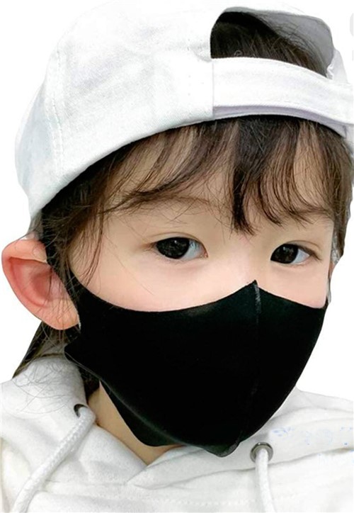 Máscara Infantil de Rosto em Tecido Reutilizável Pronta Entrega Preto