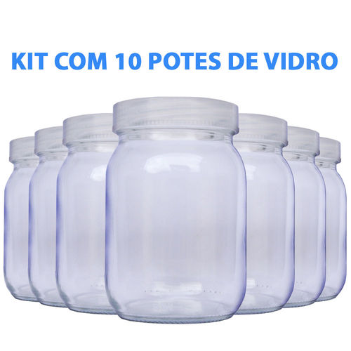 Kit com 10 Potes de Vidro para Leite Materno 200ml