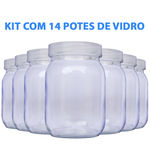 Kit com 14 Potes de Vidro para Leite Materno 200ml