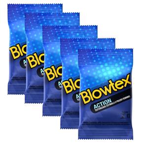 Kit com 15 Preservativo Blowtex Action C/ 3 Un Cada
