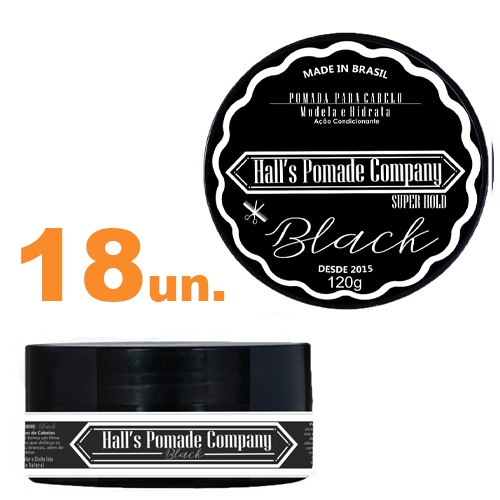 Kit com 18 - Pomada Hall's Company BLACK 120G - Kelma