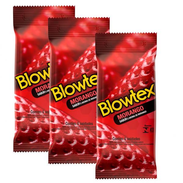 Kit com 18 Preservativo Blowtex Morango C/ 6 Un Cada
