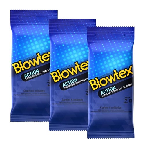 Kit com 18 Preservativos Blowtex Action C/ 6 Un Cada