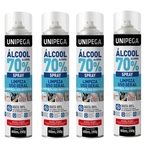 Kit Com 4 Álcool 70 Spray Aerosol 70% Higienizador de Mãos Antisséptico Bactericida