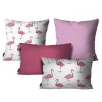 Kit com 4 Almofadas Flamingo Rosa DEC4033