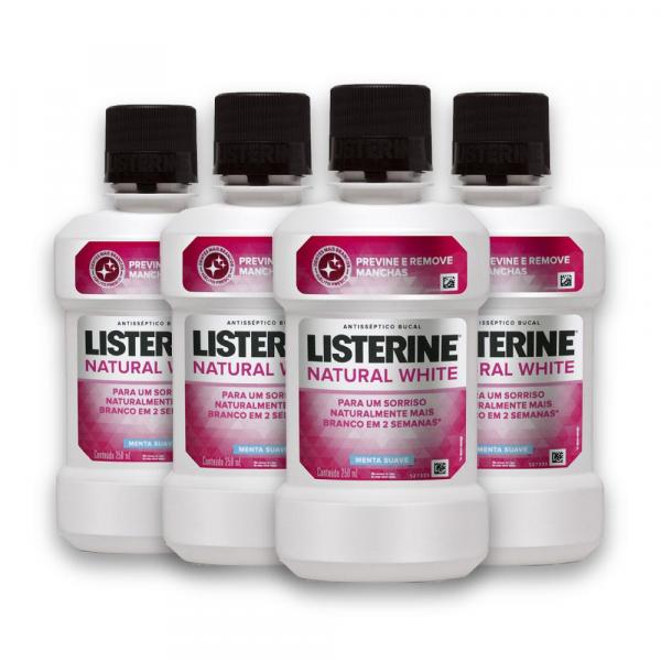 Kit com 4 Antissépticos Bucal LISTERINE Whitening Antimanchas 250ml - Listerine