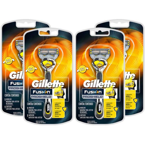Kit com 4 Aparelho de Barbear Gillette Fusion Proshield