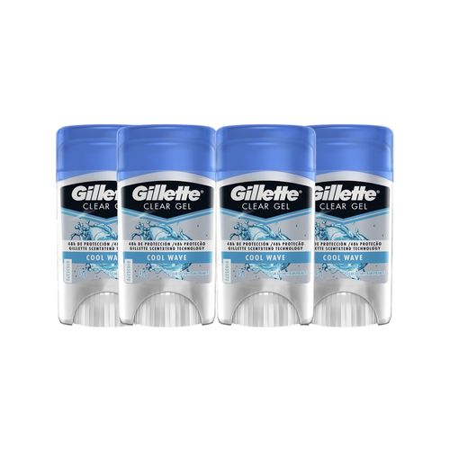 Kit com 4 Desodorantes Gillette Antitranspirante Clear Gel Cool Wave 45g