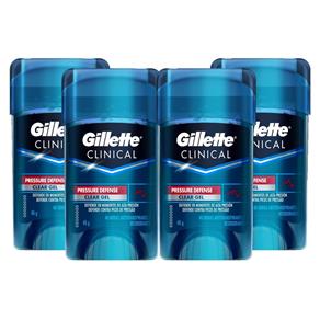 Kit com 4 Desodorantes Gillette Clinical Gel Pressure Defense - 45g