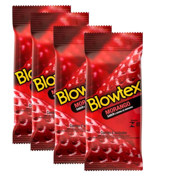 Kit com 24 Preservativo Blowtex Morango C/ 6 Un Cada