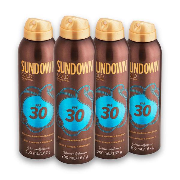 Kit com 4 Protetores Solar SUNDOWN Gold FPS 30 Spray 200ml - Johnsons