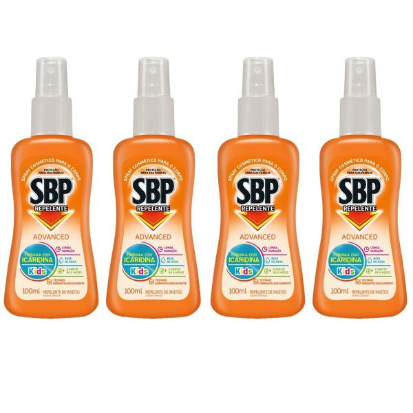 Kit com 4 Repelente SBP Advanced Kids Spray 100ml