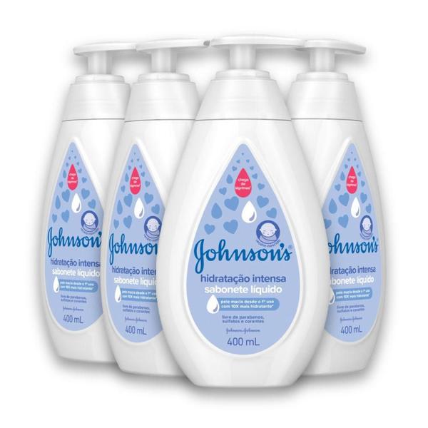 Kit com 4 Sabonetes Líquido JOHNSONS Baby Hidratação Intensa 400ml - Johnson'S