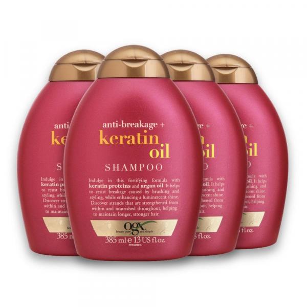 Kit com 4 Shampoos OGX Keratin Oil 385ml