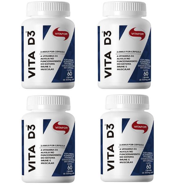 Kit com 4 X Vita D 60 Cápsulas de 500 Mg - Vitafor