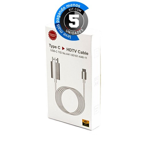 Kit com 5 Cabos USB-C para HDMI