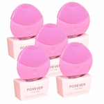 Kit com 5 Esponjas Para Limpeza Facial Massageadora Elétrica - Rosa