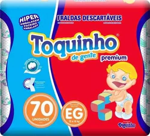 Fralda Descartável Infantil Toquinho de Gente Premium Barato G 80 Unidades - Toquinho Premium