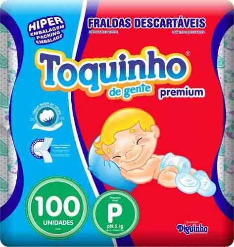 Fralda Descartável Infantil Toquinho de Gente Premium P com 100 Unidades - Toquinho Premium