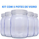 Kit com 5 Potes de Vidro para Leite Materno 200ml