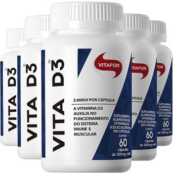 Kit com 5 Vita D3 de 60 Cápsulas da Vitafor