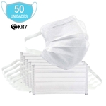 Kit Com 50 Máscara Para Rosto Descartável KR7 Dupla Camada Higiene Pessoal Com Com Elástico E Clip De Nariz