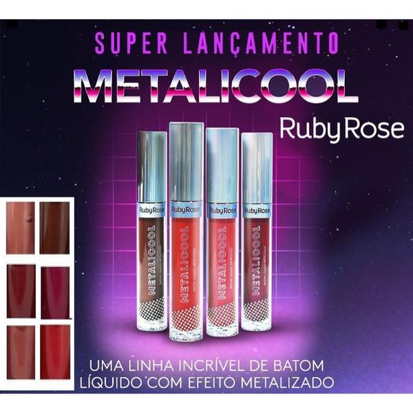 Kit com 6 Batons Metalizado Ruby Rose Metalicool