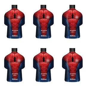 Kit com 6 Biotropic Spiderman 4em1 Shampoo 500ml
