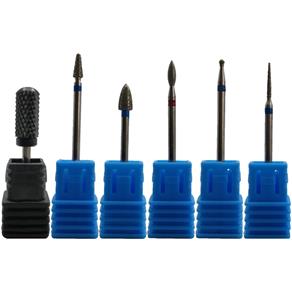 Kit com 6 Brocas Bits Lixa Drill Unha Manicure Lançamento