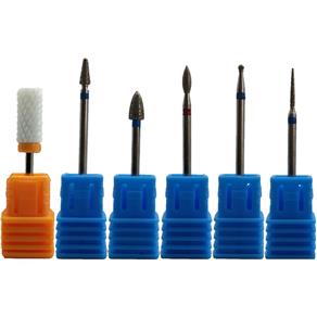 Kit com 6 Brocas Lançamento Bit Lixa Drill Unha Manicure