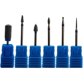 Kit com 6 Brocas Lançamento Bits Drill Lixa Unha Manicure