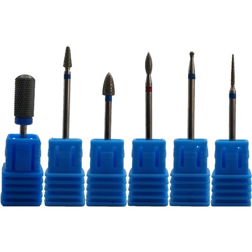 Kit com 6 Brocas Lançamento Bits Drill Lixa Unha Manicure