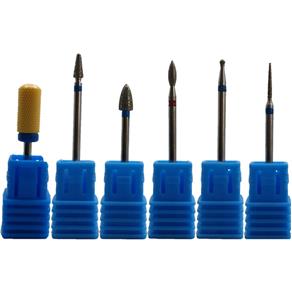 Kit com 6 Brocas Lançamento Bits Lixa Drill Manicure Unha