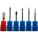 Kit com 6 Brocas Lançamento Bits Lixa Drill Manicure Unha