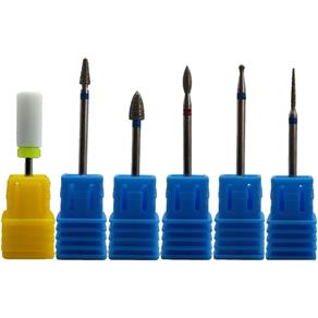 Kit com 6 Brocas Lançamento Bits Lixa Unha Drill Manicure