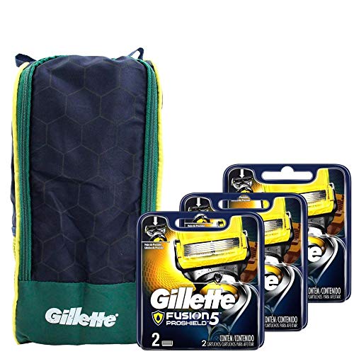 Kit com 6 Cargas Gillette Fusion Proshield + Porta Chuteira