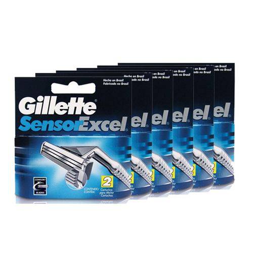 Kit com 6 Cargas Gillette Sensor Excel C/2 Unidades
