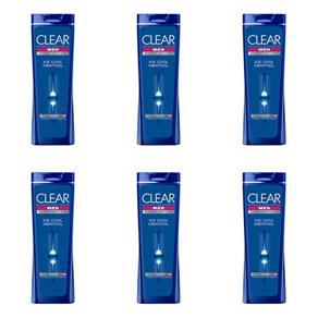 Kit com 6 Clear Menthol Shampoo Masculino 200ml