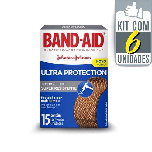 Kit com 6 Curativos BAND AID Ultra Protection com 15 Unidades