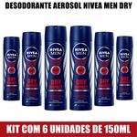 Kit com 6 Desodorante Nívea Aerosol Original Protect For Men 150ml