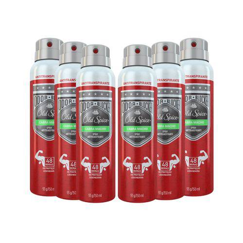 Kit com 6 Desodorantes Antitranspirante Old Spice Cabra Macho 150mL