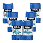 Kit Com 6 Desodorantes Gillette Clear Gel Cool Wave 82g