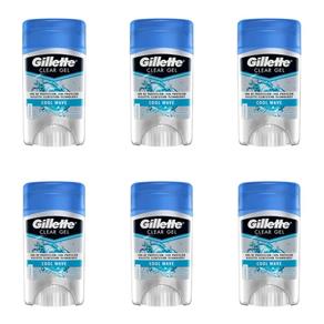 Kit com 6 Gillette Clear Gel Cool Wave Desodorante 45g